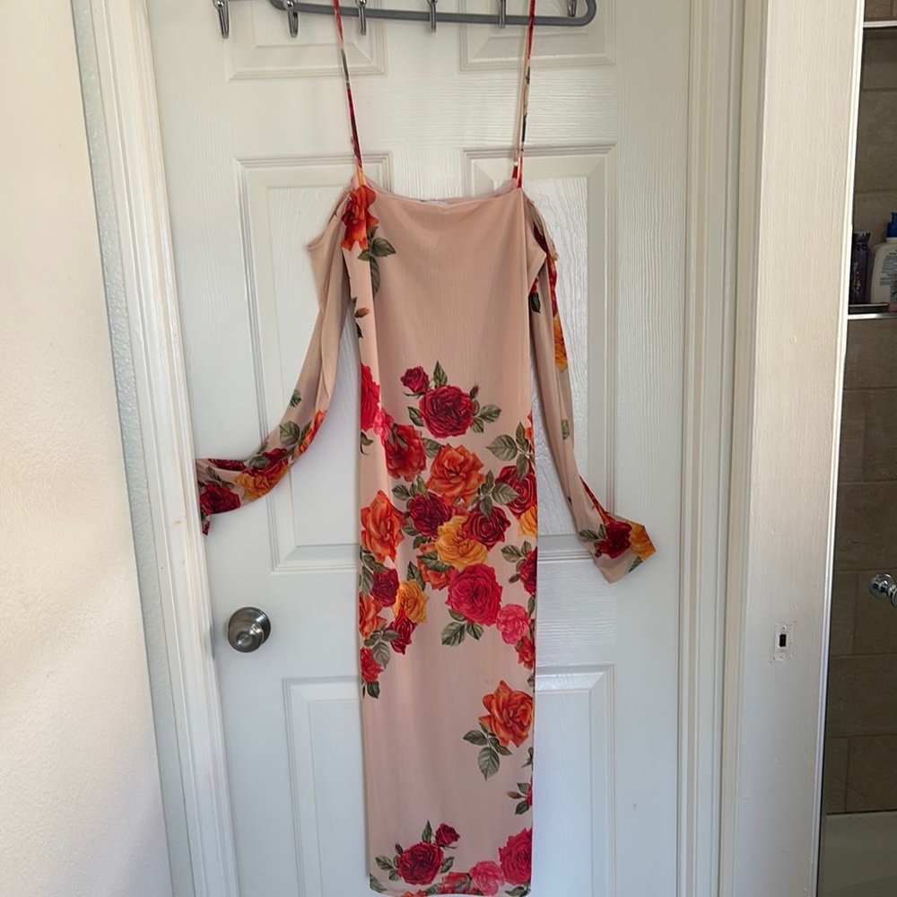 Floral Pink Off-Shoulder Dress